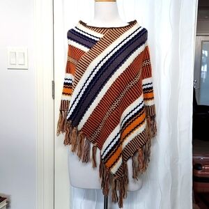 Side Kicks Knit Crochet Fringe Poncho